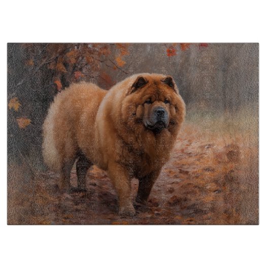 Chow Chow in Autumn Leaves Herfst Inspire Snijplank (Voorkant)