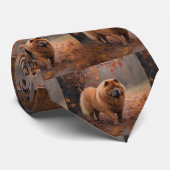 Chow Chow in Autumn Leaves Herfst Inspire Stropdas (Opgerold)