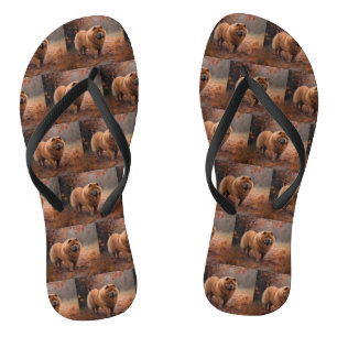 Chow Chow in Autumn Leaves Herfst Inspire Teenslippers