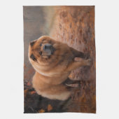 Chow Chow in Autumn Leaves Herfst Inspire Theedoek (Verticaal)