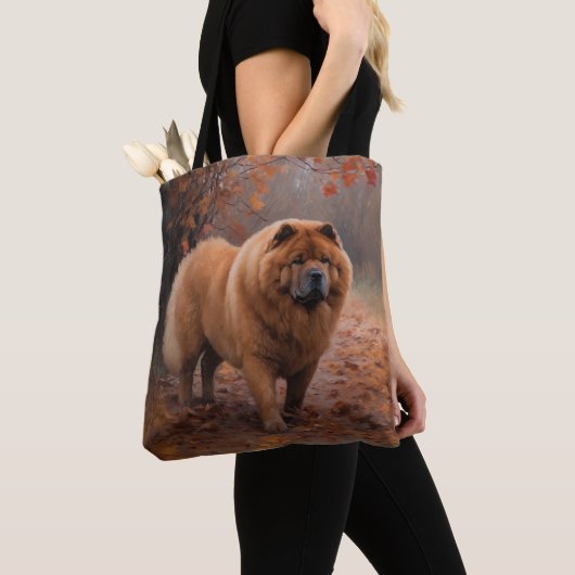 Chow Chow in Autumn Leaves Herfst Inspire Tote Bag (Dichtbij)