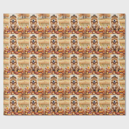 Chow Chow In Autumn verlaat Thanksgiving Cadeaupapier (Vlak)