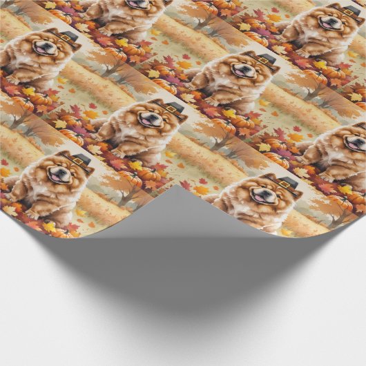 Chow Chow In Autumn verlaat Thanksgiving Cadeaupapier (Hoek)