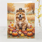 Chow Chow In Autumn verlaat Thanksgiving Kaart (Gele Bloem)