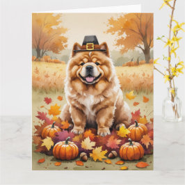 Chow Chow In Autumn verlaat Thanksgiving Kaart