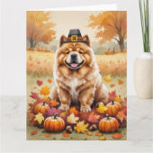 Chow Chow In Autumn verlaat Thanksgiving Kaart (Voorkant)