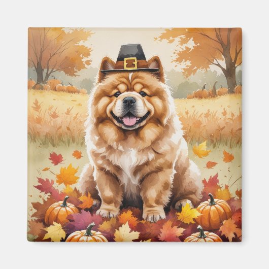 Chow Chow In Autumn verlaat Thanksgiving Magneet (Voorkant)