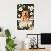 Chow Chow In Bathtub Poster, Funny Dog Poster (Thuiskantoor)