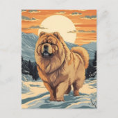 Chow Chow in de besneeuwde bergen tijdens zonsonde Briefkaart (Voorkant)
