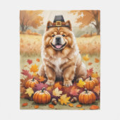 Chow Chow in herfstbladeren dankdag kunst Fleece Deken (Voorkant)