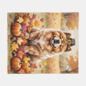 Chow Chow in herfstbladeren dankdag kunst Fleece Deken (Voorkant (Horizontaal))
