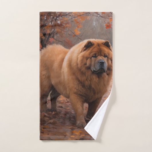 Chow Chow in herfstbladeren val inspireert Bad Handdoek (Handdoek)