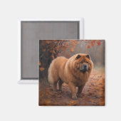 Chow Chow in herfstbladeren val inspireert Magneet (Voorkant / Achterkant)