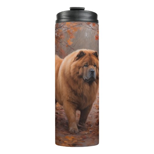 Chow Chow in herfstbladeren val inspireert Thermosbeker (Voorkant)