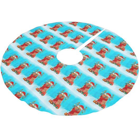 Chow Chow in sneeuw met kerstcadeaus Kerstboom Rok (Gekanteld)