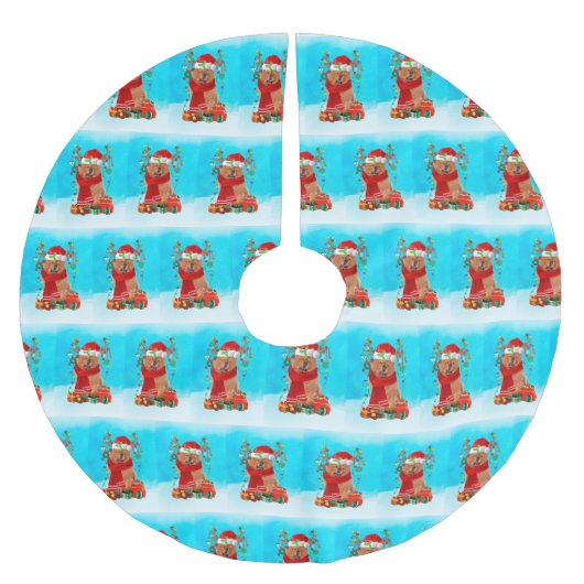 Chow Chow in sneeuw met kerstcadeaus Kerstboom Rok (Voorkant)