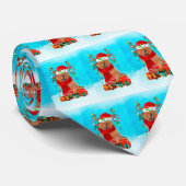 Chow Chow in sneeuw met kerstcadeaus Stropdas (Opgerold)