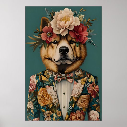 Chow Chow In Suit Poster, Chow Chow Portrait, Chow Poster (Voorkant)