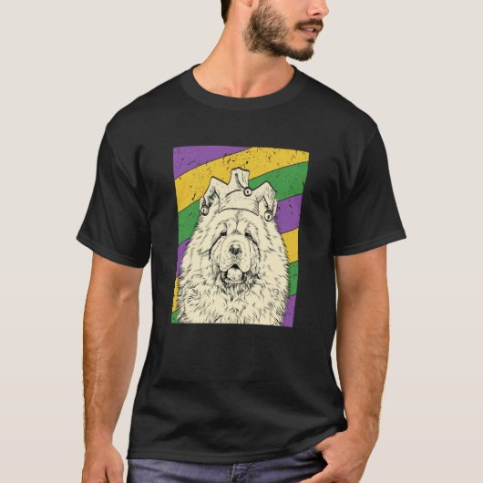 Chow Chow Jester Mardi Gras Dog Mom or Dad T-shirt (Voorkant)