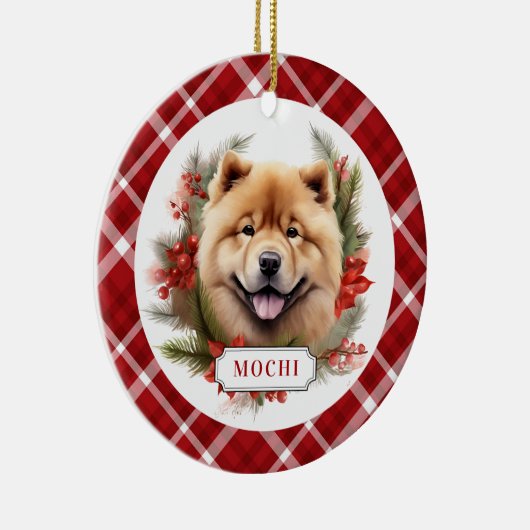 Chow Chow Keramische Cirkel Ornament (Rechts)