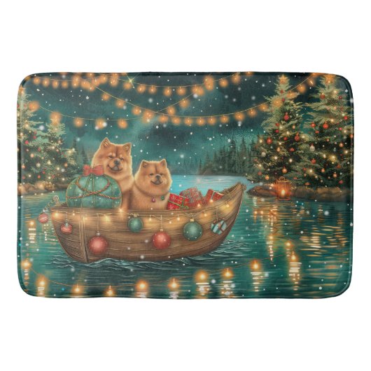 Chow Chow Kerst Feestelijke Reis Badmat (Voorkant)
