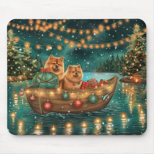 Chow Chow Kerst Feestelijke Reis Muismat (Voorkant)