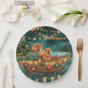 Chow Chow Kerst Feestelijke Reis Papieren Bordje