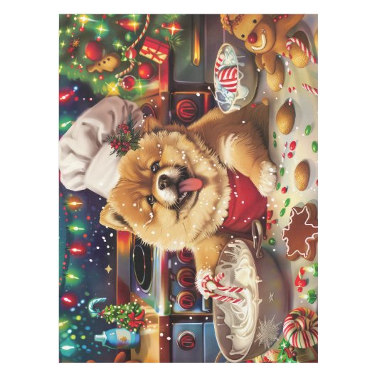 Chow Chow Kerstbak: Feestelijke Kerstmis Tafelkleed (Voorkant)