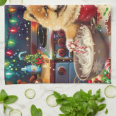 Chow Chow Kerstbakken: Festive Kerstmis Theedoek (Gevouwen)