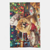 Chow Chow Kerstbakken: Festive Kerstmis Theedoek (Verticaal)