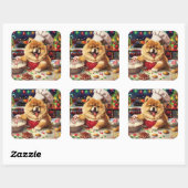 Chow Chow Kerstbakken: Festive Kerstmis Vierkante Sticker (Vel)