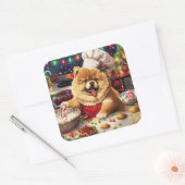 Chow Chow Kerstbakken: Festive Kerstmis Vierkante Sticker (Envelop)