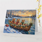 Chow Chow Kerstboot Vakantie Kaart (Gele Bloem)