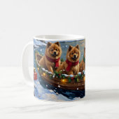 Chow Chow Kerstboot Vakantie Koffiemok (Voorkant links)
