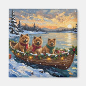 Chow Chow Kerstboot Vakantie Magneet (Voorkant)
