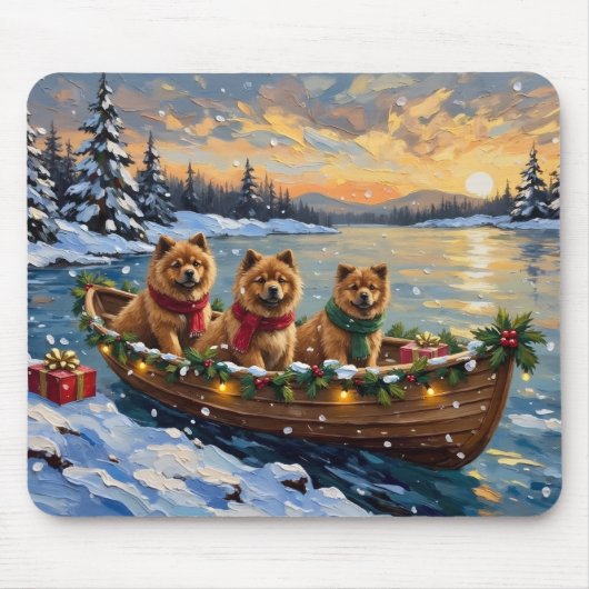 Chow Chow Kerstboot Vakantie Muismat (Voorkant)