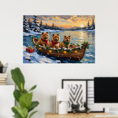 Chow Chow Kerstboot Vakantie Poster (Thuiskantoor)