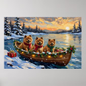 Chow Chow Kerstboot Vakantie Poster (Voorkant)