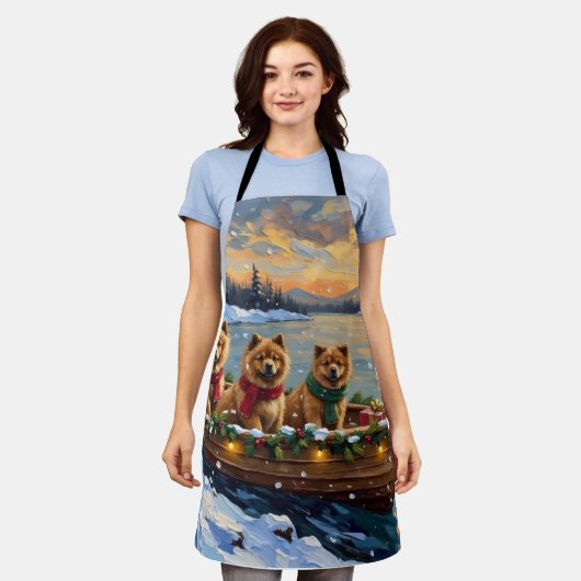 Chow Chow Kerstboot Vakantie Schort (Gedragen)