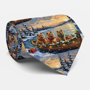Chow Chow Kerstboot Vakantie Stropdas