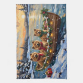 Chow Chow Kerstboot Vakantie Theedoek (Verticaal)