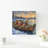 Chow Chow Kerstboot Vakantie Vierkante Klok (Huis)