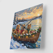 Chow Chow Kerstboot Vakantie Vierkante Klok (Hoek)