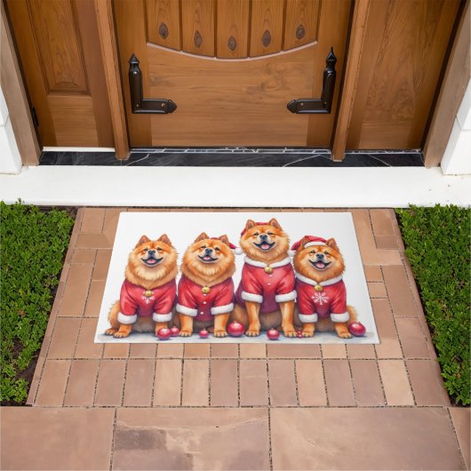 Chow Chow Kerstjurk Sinterklaas Hoed Deurmat (Buiten)