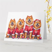 Chow Chow Kerstjurk Sinterklaas Hoed Kaart (Gele Bloem)