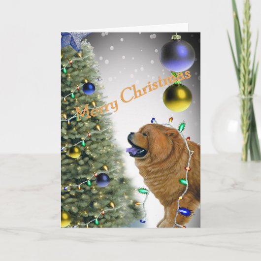 CHOW CHOW kerstlichtkaarten Feestdagen Kaart (Voorkant)