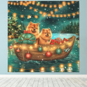 Chow Chow Kerstmis Feestelijke Reis Canvas Afdruk (Insitu (Houten vloer))