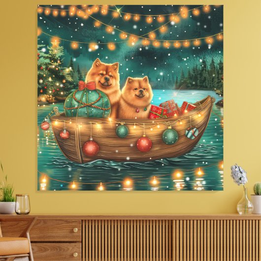 Chow Chow Kerstmis Feestelijke Reis Canvas Afdruk (Insitu (Woonkamer))
