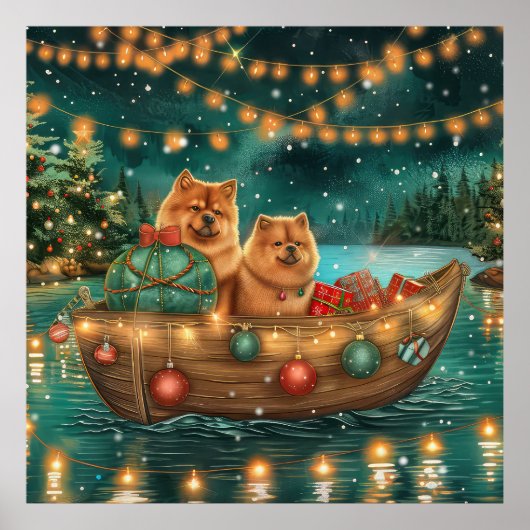 Chow Chow Kerstmis Feestelijke Reis Poster (Voorkant)