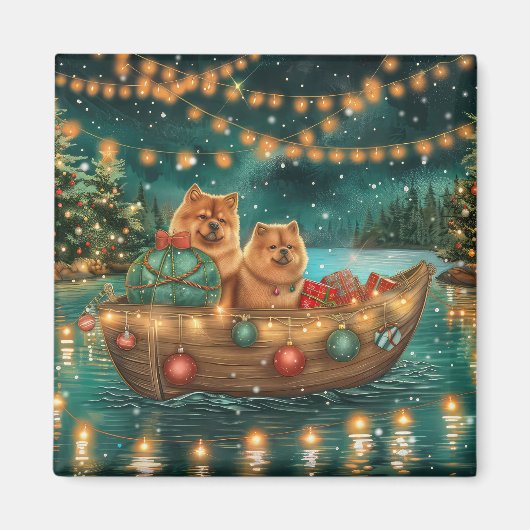 Chow Chow Kerstmis Festivale Reis Magneet (Voorkant)